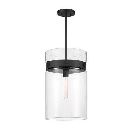 Designers Fountain Midnight La 60 Watt 1 Light Matte Black Pendant with Clear Glass Dual Shade D222M-12P-MB